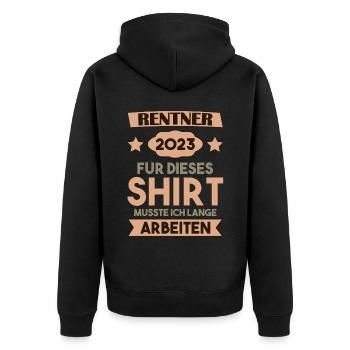 Ruhestand Rente Pension Renteneintritt Abschied - Unisex Premium Bio Zip Hoodie - Schwarz - Hinten - Nico (187cm)