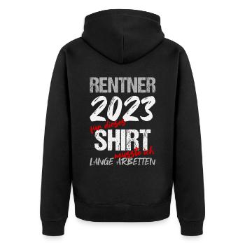 Ruhestand Rente Pension Renteneintritt Abschied - Unisex Premium Bio Zip Hoodie - Schwarz - Hinten - Nico (187cm)