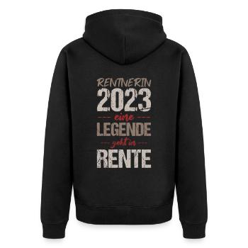 Ruhestand Rente Pension Renteneintritt Abschied - Unisex Premium Bio Zip Hoodie - Schwarz - Hinten - Nico (187cm)