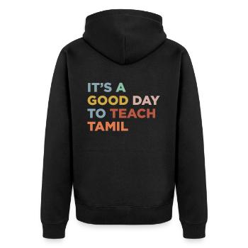 Tamilen Lehrer Beibringen - Unisex Premium Bio Zip Hoodie - Schwarz - Hinten - Nico (187cm)