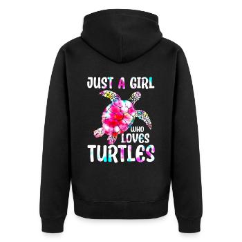 Just A Girl Who Loves Turtles - Unisex Premium Bio Zip Hoodie - Schwarz - Hinten - Nico (187cm)