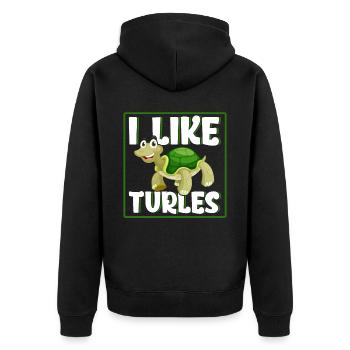 I Like Turles - Unisex Premium Bio Zip Hoodie - Schwarz - Hinten - Nico (187cm)
