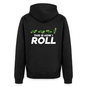 Turtle - Unisex Premium Organic Zip Hoodie - black - Back - Nico (187cm)