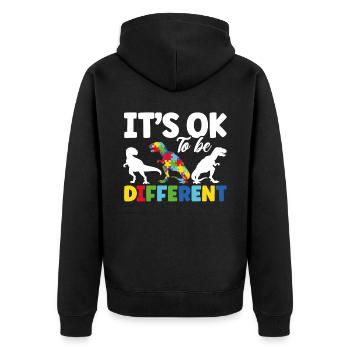 Its Ok To Be Different - Unisex Premium Organic Zip Hoodie - black - Back - Nico (187cm)