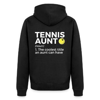 Tennis Geschenk - Unisex Premium Bio Zip Hoodie - Schwarz - Hinten - Nico (187cm)