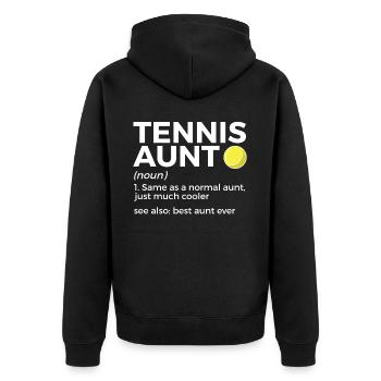 Tennis Geschenk - Unisex Premium Bio Zip Hoodie - Schwarz - Hinten - Nico (187cm)