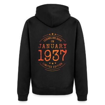 Birthday January 1937 Limited Edition Vintage - Unisex Premium Organic Zip Hoodie - black - Back - Nico (187cm)