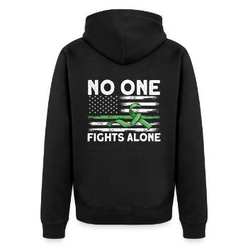 No One Fights Alone - Unisex Premium Organic Zip Hoodie - black - Back - Nico (187cm)