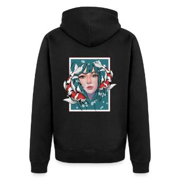 Anime Koi - Unisex Premium Bio Zip Hoodie - Schwarz - Hinten - Nico (187cm)