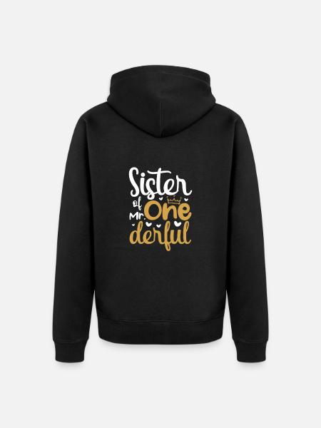 Schwester - Unisex Premium Bio Zip Hoodie - Schwarz