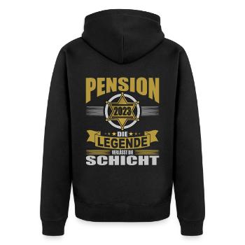 Polizei Pension 2023 Polizist Polizistin Legende - Unisex Premium Bio Zip Hoodie - Schwarz - Hinten - Nico (187cm)