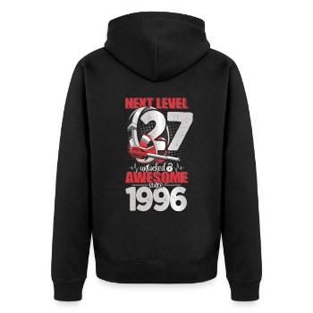 Level Unlocked 27 years old 1996 Headset Gaming - Unisex Premium Organic Zip Hoodie - black - Back - Nico (187cm)