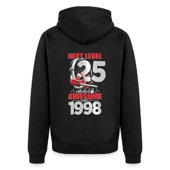 Level Unlocked 25 Years Old 1998 Headset Gaming - Unisex Premium Organic Zip Hoodie - black - Back - Nico (187cm)