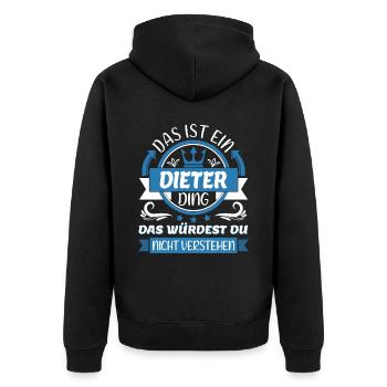 Dieter Name Vorname Namenstag Namensgeschenk - Unisex Premium Bio Zip Hoodie - Schwarz - Hinten - Nico (187cm)