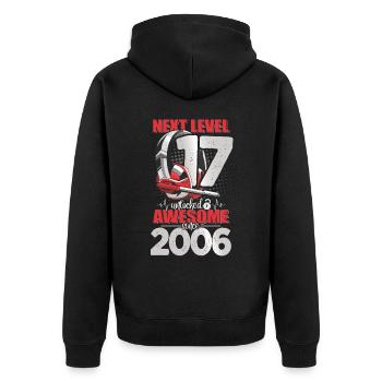 Level Unlocked 17 Years Old 2006 Headset Gaming - Unisex Premium Organic Zip Hoodie - black - Back - Nico (187cm)