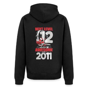Level Unlocked 12 Years Old 2011 Headset Gaming - Unisex Premium Organic Zip Hoodie - black - Back - Nico (187cm)