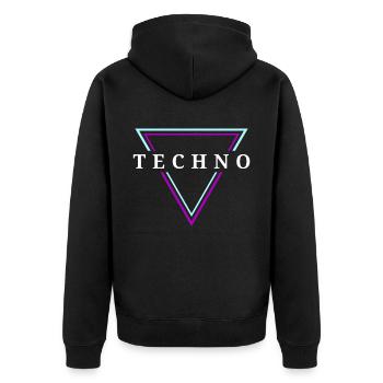 Techno House Party EDM Festival Goa Electro Rave - Unisex Premium Organic Zip Hoodie - black - Back - Nico (187cm)