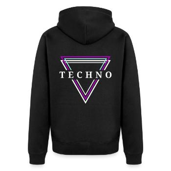 Techno House Party EDM Festival Goa Electro Rave - Unisex Premium Bio Zip Hoodie - Schwarz - Hinten - Nico (187cm)
