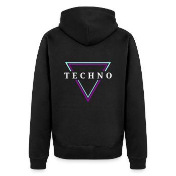 Techno House Party EDM Festival Goa Electro Rave - Unisex Premium Bio Zip Hoodie - Schwarz - Hinten - Nico (187cm)