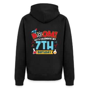 Boum Célébrons mon 7e anniversaire - Veste à capuche bio Premium Unisexe - noir - Dos - Nico (187cm)