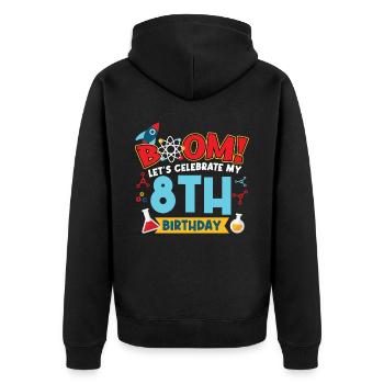 Boum Célébrons mon 8e anniversaire - Veste à capuche bio Premium Unisexe - noir - Dos - Nico (187cm)