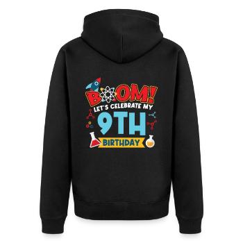 Boum Célébrons mon 9e anniversaire - Veste à capuche bio Premium Unisexe - noir - Dos - Nico (187cm)