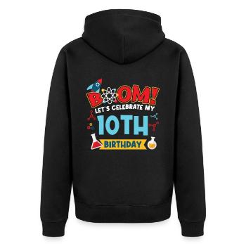 Boum Célébrons mon 10e anniversaire - Veste à capuche bio Premium Unisexe - noir - Dos - Nico (187cm)