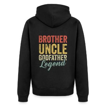 Bruder Onkel Pate Tee Patenkind Neffe Nichte - Unisex Premium Bio Zip Hoodie - Schwarz - Hinten - Nico (187cm)