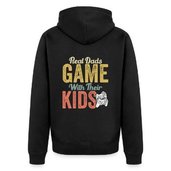 Echte Väter Spiel mit ihren Kindern - Funny Gamer Dad - Unisex Premium Bio Zip Hoodie - Schwarz - Hinten - Nico (187cm)