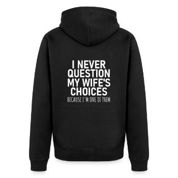 Je ne questionne jamais ma femme Tee - Funny Dad Joke - Veste à capuche bio Premium Unisexe - noir - Dos - Nico (187cm)