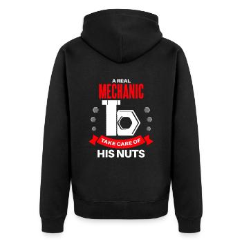 Nuts out the fun begins craftsmen - Unisex Premium Organic Zip Hoodie - black - Back - Nico (187cm)
