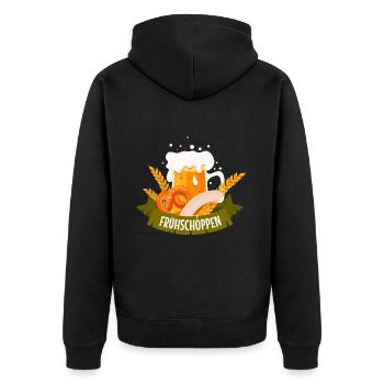 Früschoppen Bier Brezen Weißwurst Design - Unisex Premium Bio Zip Hoodie - Schwarz - Hinten - Nico (187cm)