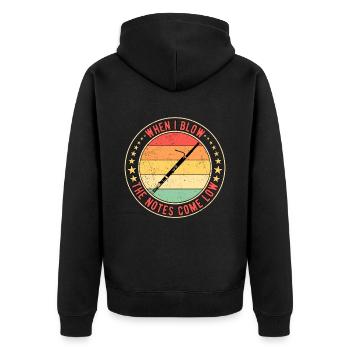 Fagott When I Blow The Notes Come Low - Unisex Premium Bio Zip Hoodie - Schwarz - Hinten - Nico (187cm)