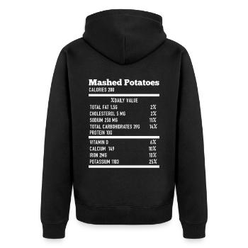 Thanksgiving Nutrition Purée de pommes de terre Nourriture amusante - Veste à capuche bio Premium Unisexe - noir - Dos - Nico (187cm)