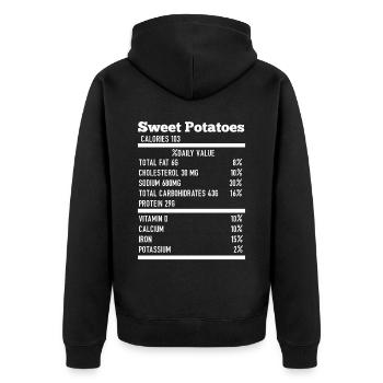 Patate douce Thanksgiving Nutrition Nourriture amusante - Veste à capuche bio Premium Unisexe - noir - Dos - Nico (187cm)