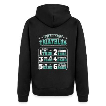 6 stages of triathlon - Unisex Premium Organic Zip Hoodie - black - Back - Nico (187cm)