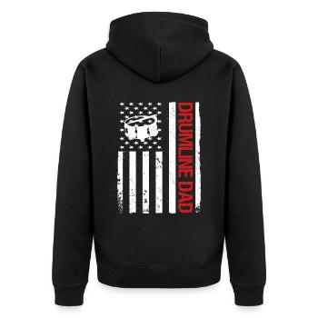 Drumline Trommeln Geschenk - Unisex Premium Bio Zip Hoodie - Schwarz - Hinten - Nico (187cm)
