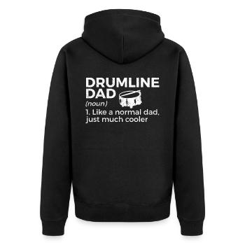 Drumline Trommeln Geschenk - Unisex Premium Bio Zip Hoodie - Schwarz - Hinten - Nico (187cm)