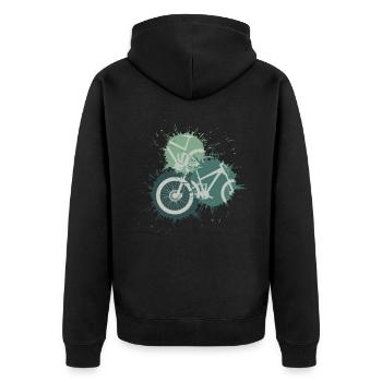 Bicycle Cyclist Mountain Bike - Unisex Premium Organic Zip Hoodie - black - Back - Nico (187cm)