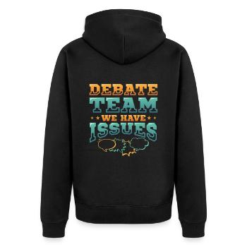 Équipe de débat, nous avons des problèmes - Veste à capuche bio Premium Unisexe - noir - Dos - Nico (187cm)