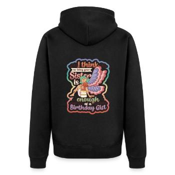 Que je sois ta sœur est un cadeau - Veste à capuche bio Premium Unisexe - noir - Dos - Nico (187cm)