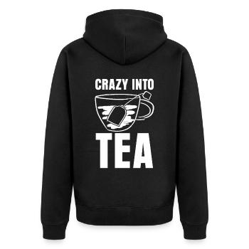Teacup Tea Drinker Tea Tea Bags - Unisex Premium Organic Zip Hoodie - black - Back - Nico (187cm)