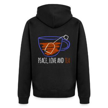 Tea Tea Drinker Tea Bags Teacup - Unisex Premium Organic Zip Hoodie - black - Back - Nico (187cm)