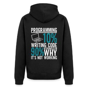 Programmierer Informatiker - Unisex Premium Bio Zip Hoodie - Schwarz - Hinten - Nico (187cm)