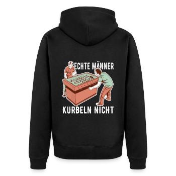 Tischfussball Tischkicker - Unisex Premium Bio Zip Hoodie - Schwarz - Hinten - Nico (187cm)