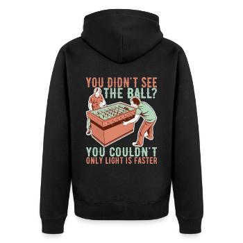 Tischfussball Tischkicker - Unisex Premium Bio Zip Hoodie - Schwarz - Hinten - Nico (187cm)