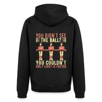 Tischfussball Tischkicker - Unisex Premium Bio Zip Hoodie - Schwarz - Hinten - Nico (187cm)