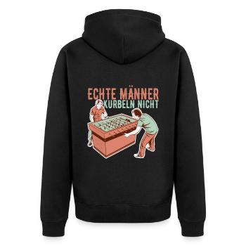 Tischfussball Tischkicker - Unisex Premium Bio Zip Hoodie - Schwarz - Hinten - Nico (187cm)