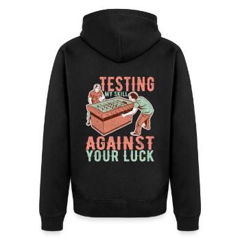 Tischfussball Tischkicker - Unisex Premium Bio Zip Hoodie - Schwarz - Hinten - Nico (187cm)