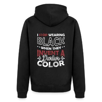 Ich Höre Auf, Schwarz Zu Tragen - Unisex Premium Bio Zip Hoodie - Schwarz - Hinten - Nico (187cm)